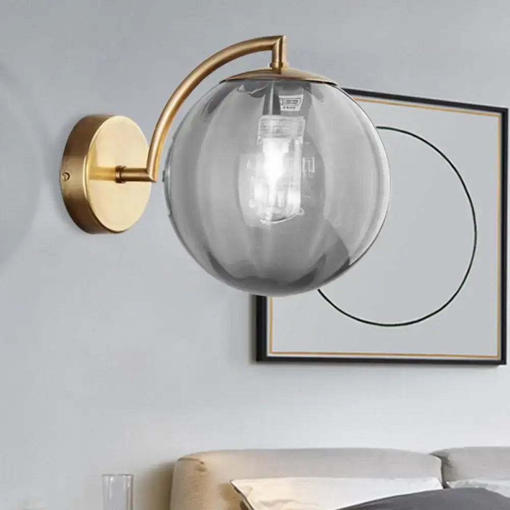 Brass amber glass ball sconce, single-light head, wall-mounted Decorbites on Tampa Home & Garden Store