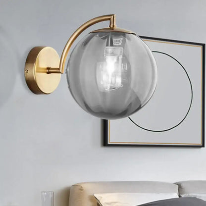 Brass amber glass ball sconce, single-light head, wall-mounted Decorbites on Tampa Home & Garden Store