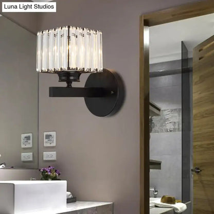 Brass Black Crystal Block Sconce Multi-Bulb by Decorbites with round backplate on Tampa Home & Garden Store