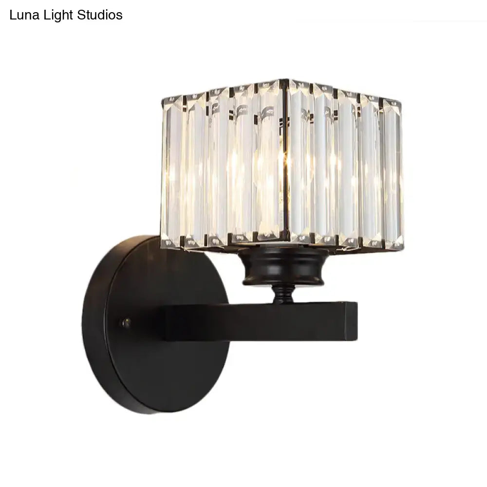 Brass Black Crystal Block Sconce Multi-Bulb wall light with crystal shade Decorbites on Tampa Home & Garden Store