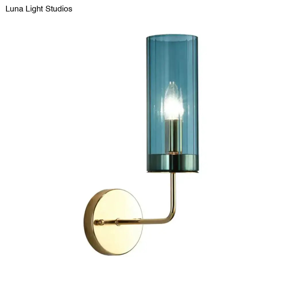 Postmodern Brass Finish Smoked Glass Wall Sconce
