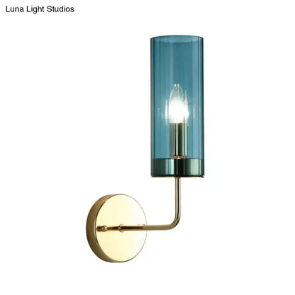 Postmodern Brass Finish Smoked Glass Wall Sconce