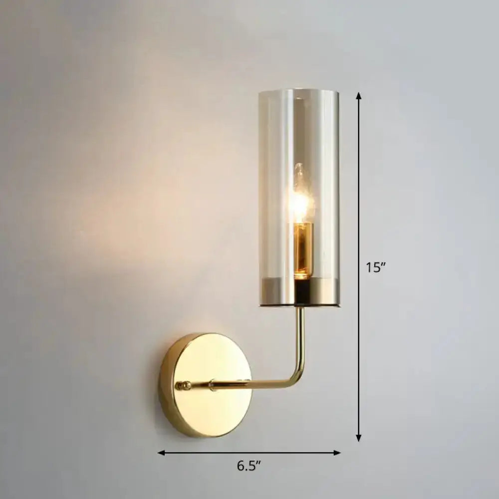 Postmodern Brass Finish Smoked Glass Wall Sconce