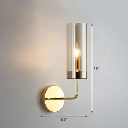 Postmodern Brass Finish Smoked Glass Wall Sconce