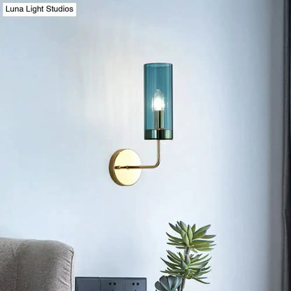Postmodern Brass Finish Smoked Glass Wall Sconce