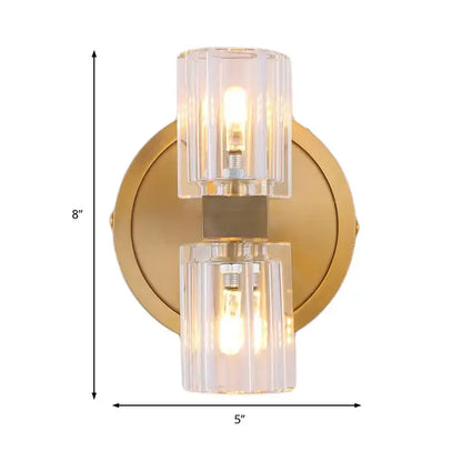 Postmodern brass finish wall light with two crystal glass shades on backplate Decorbites on Tampa Home & Garden Store