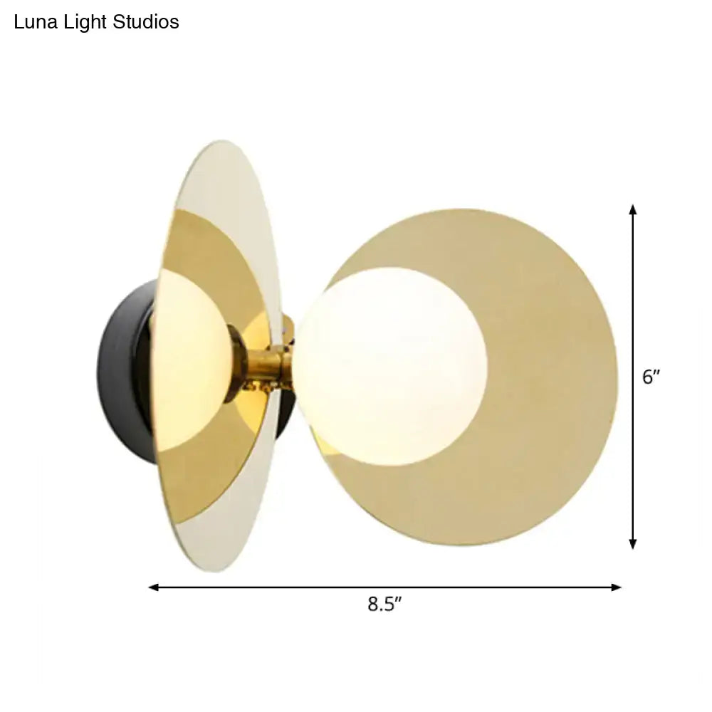 Brass milk glass sconce Decorbites, wall mount with white globe, 8.5 in wide 6 in tall on Tampa Home & Garden Store