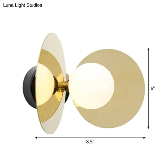 Brass milk glass sconce Decorbites, wall mount with white globe, 8.5 in wide 6 in tall on Tampa Home & Garden Store