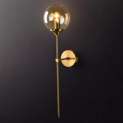 Postmodern Brass Pencil Arm Wall Lamp With Shade
