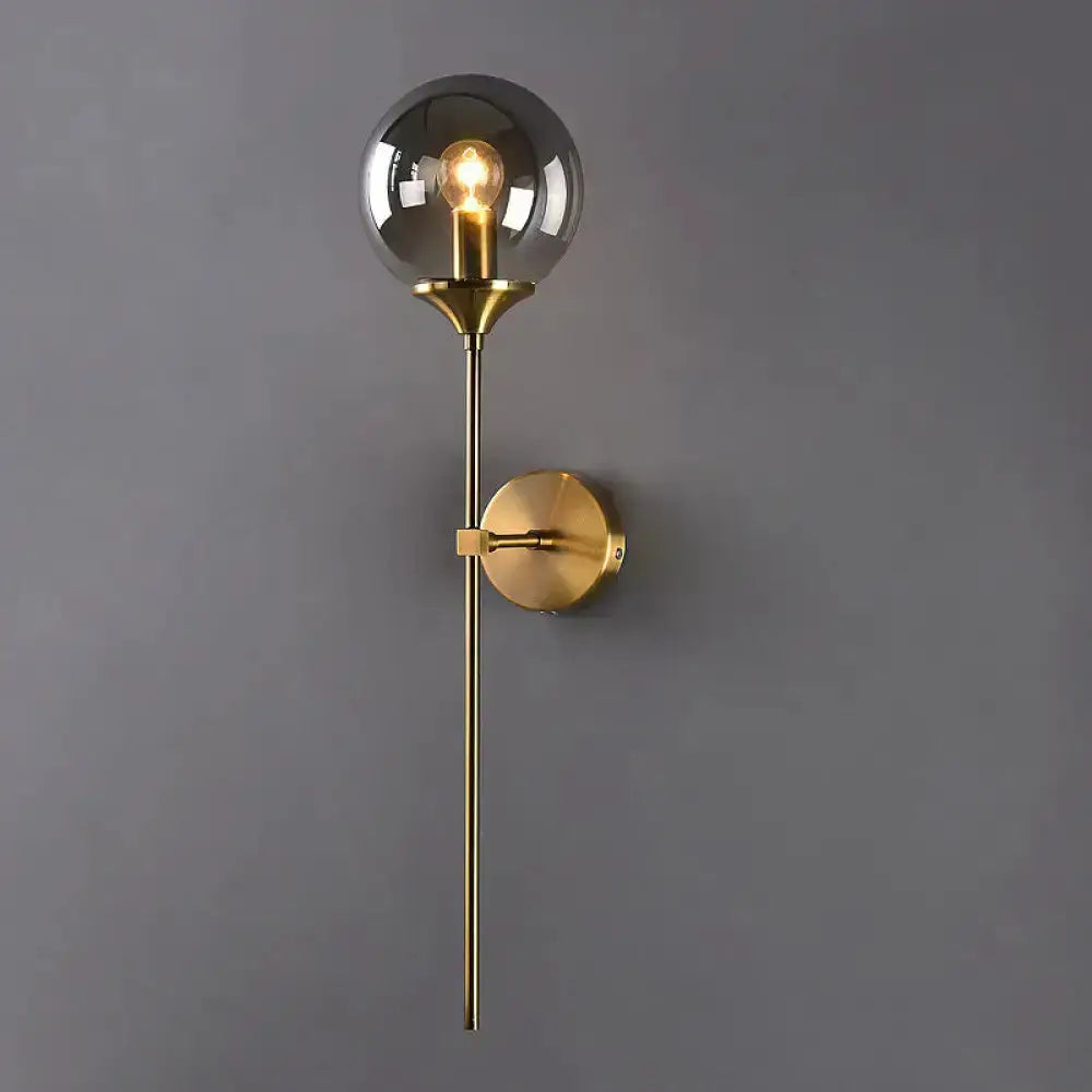 Postmodern Brass Pencil Arm Wall Lamp With Shade