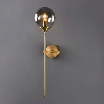 Postmodern Brass Pencil Arm Wall Lamp With Shade