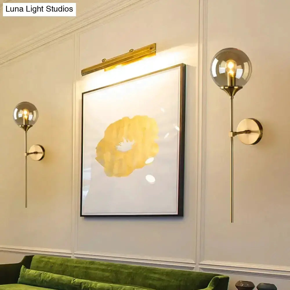 Postmodern Brass Pencil Arm Wall Lamp With Shade
