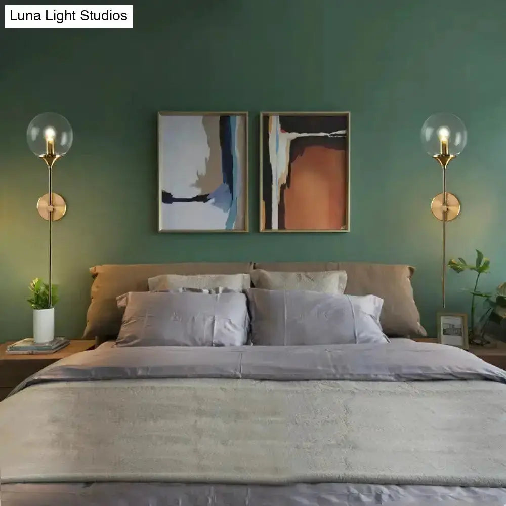 Postmodern Brass Pencil Arm Wall Lamp With Shade
