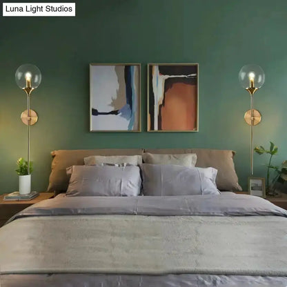 Postmodern Brass Pencil Arm Wall Lamp With Shade