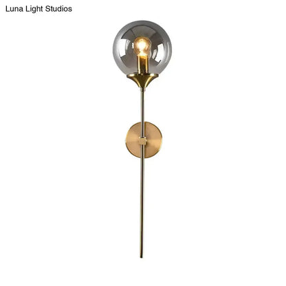 Postmodern Brass Pencil Arm Wall Lamp With Shade
