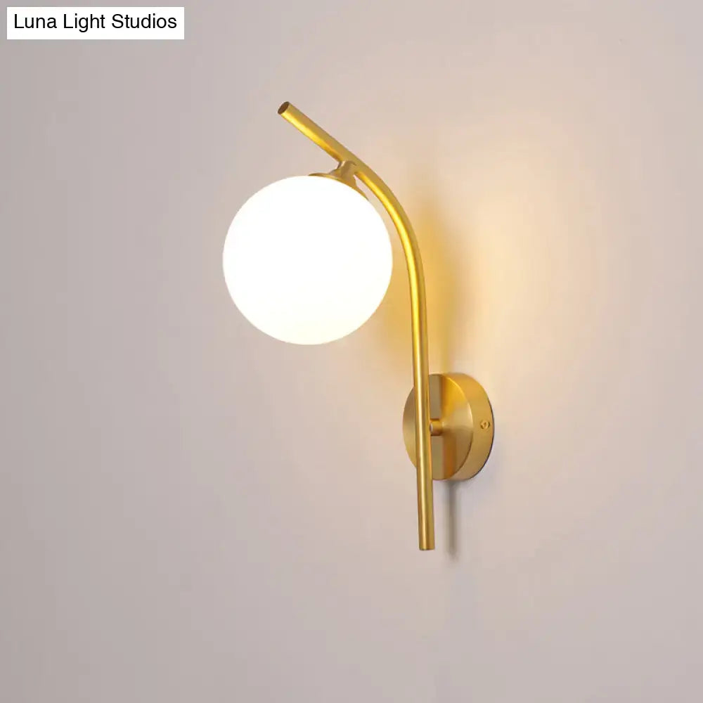 Brass Geometric Glass Sconce by Decorbites with round globe wall mount on Tampa Home & Garden Store