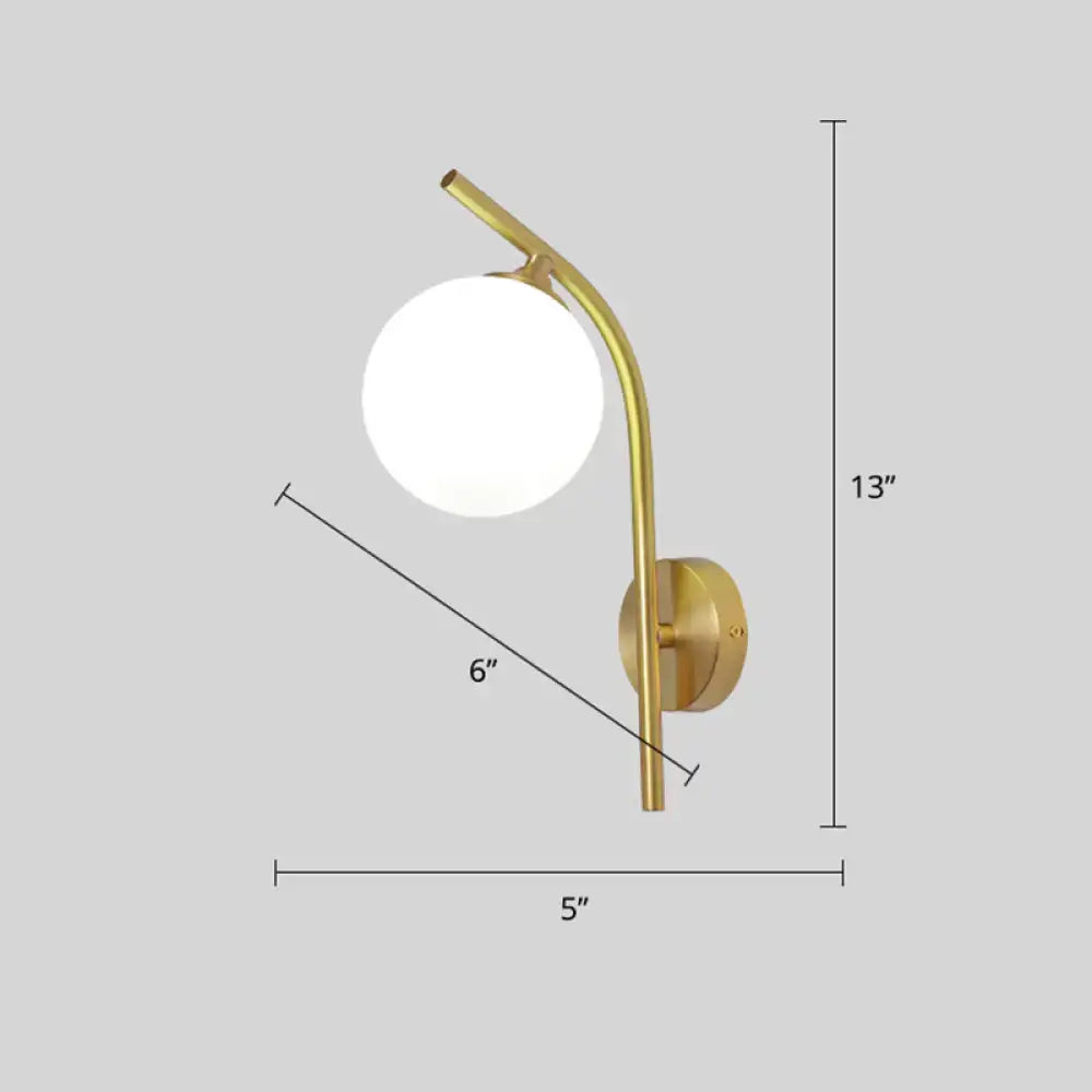 Brass Geometric Glass Sconce by Decorbites with white glass globe, brass finish, wall-mounted on Tampa Home & Garden Store
