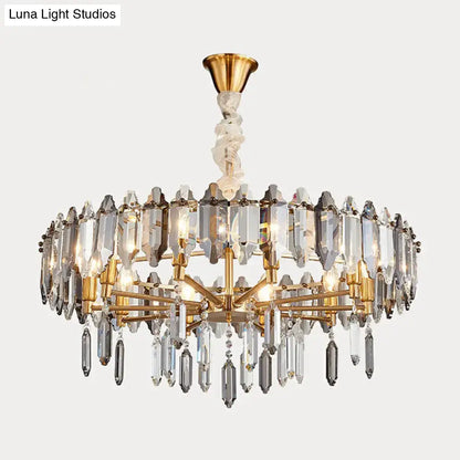 Crystal Gold Loop Chandelier with gold-tone frame and hanging crystal prisms Decorbites on Tampa Home & Garden Store