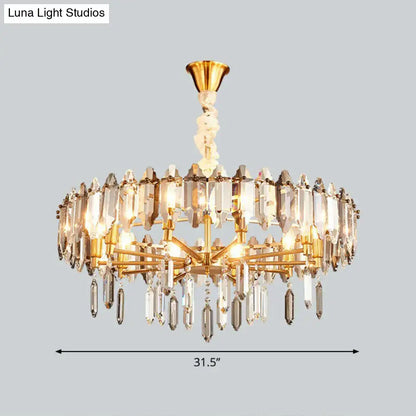 Crystal gold loop chandelier with crystal prisms and brass frame 31.5 in diameter Decorbites on Tampa Home & Garden Store