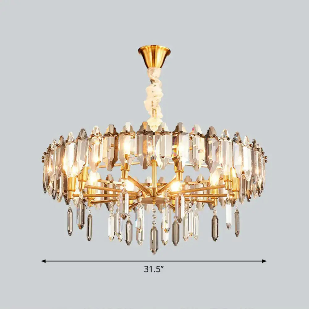 Crystal Gold Loop Chandelier by Decorbites; gold frame with crystal prisms, 31.5 inches wide on Tampa Home & Garden Store