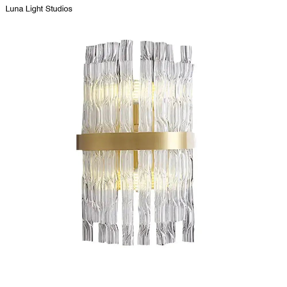 Postmodern crystal brass wall light fixture sconce Decorbites crystal rods brass band on Tampa Home & Garden Store