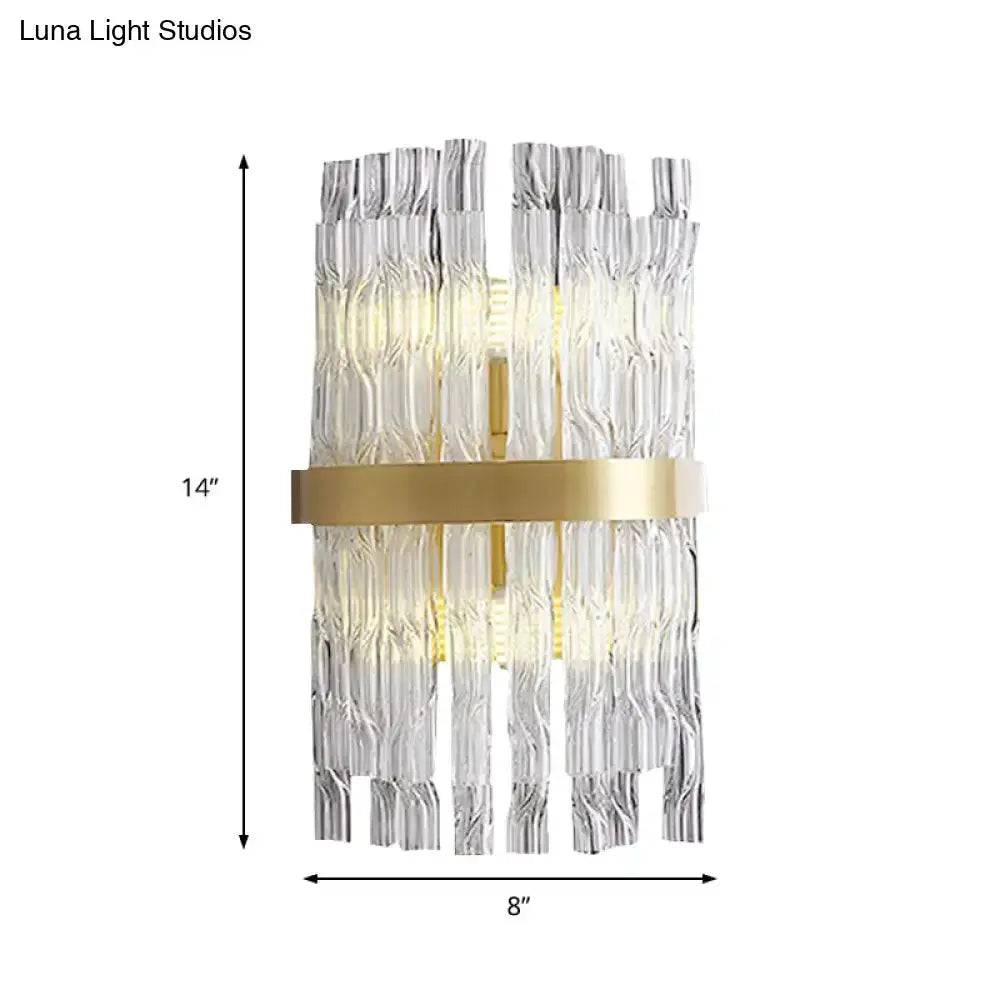 Postmodern crystal rod brass wall light fixture sconce by Decorbites, 14in tall x 8in wide on Tampa Home & Garden Store