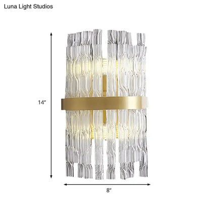 Postmodern crystal rod brass wall light fixture sconce by Decorbites, 14in tall x 8in wide on Tampa Home & Garden Store