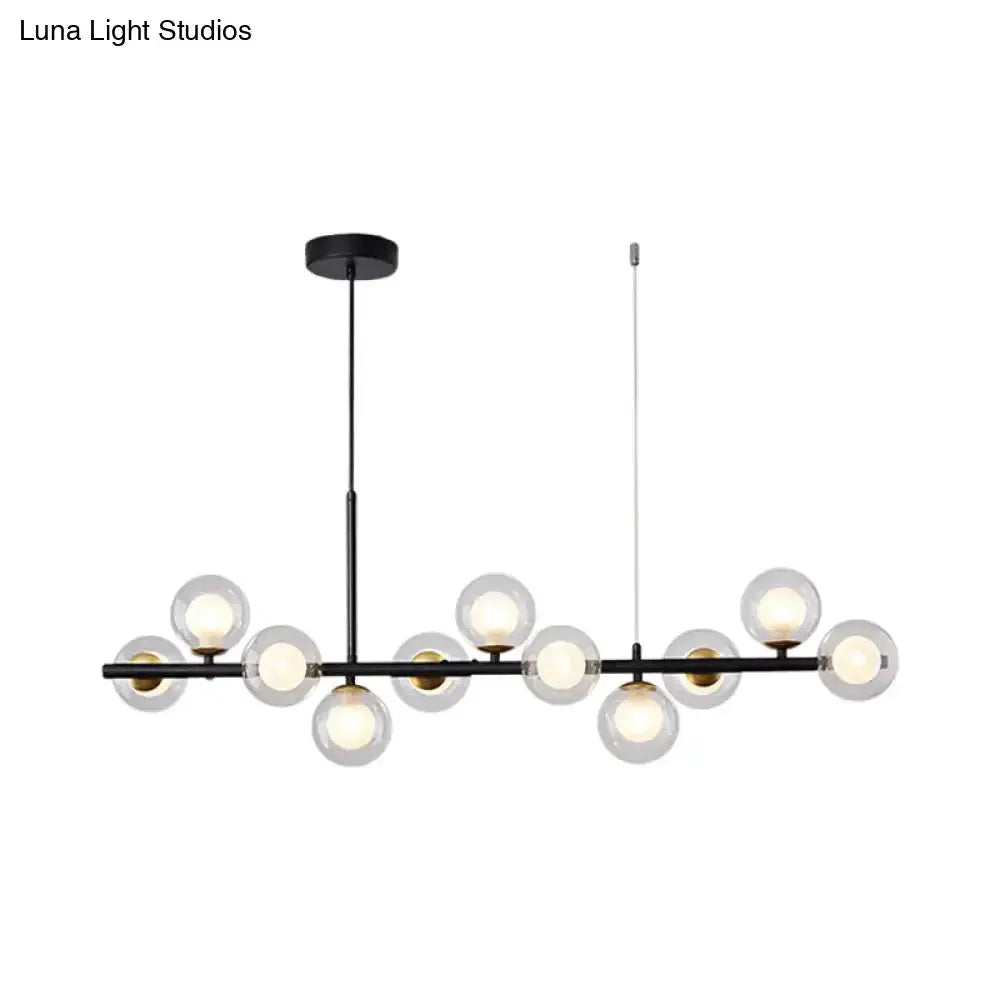 Decorbites postmodern glass ball pendant light with black bar and frosted glass globes on Tampa Home & Garden Store