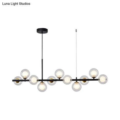 Decorbites postmodern glass ball pendant light with black bar and frosted glass globes on Tampa Home & Garden Store