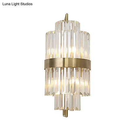 Gold crystal wall sconce with two-LED bulbs, brass band by Decorbites on Tampa Home & Garden Store