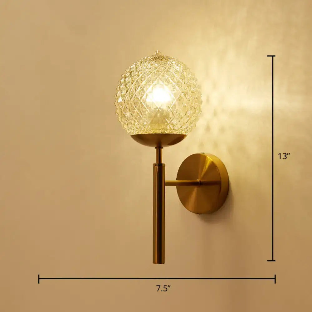 Gold textured glass ball wall sconce with brass stem and round mount by Decorbites, wall-mounted on Tampa Home & Garden Store