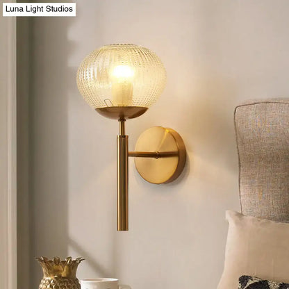 Gold Textured Glass Ball Wall Sconce brass stem, wall-mounted lighting by Decorbites on Tampa Home & Garden Store