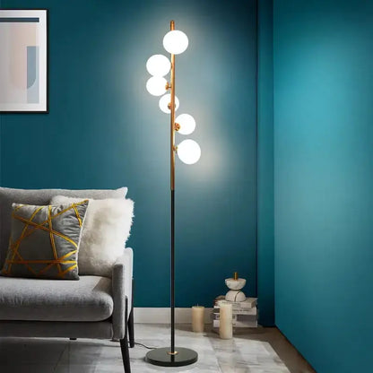 Postmodern Gold and Black Glass Floor Lamp