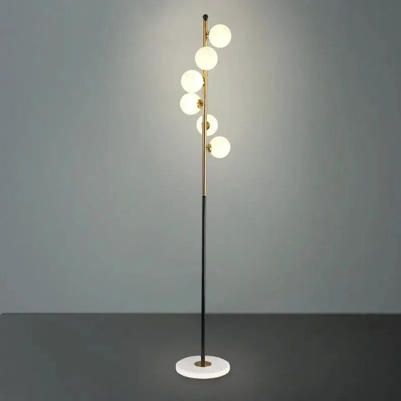 Postmodern Gold and Black Glass Floor Lamp