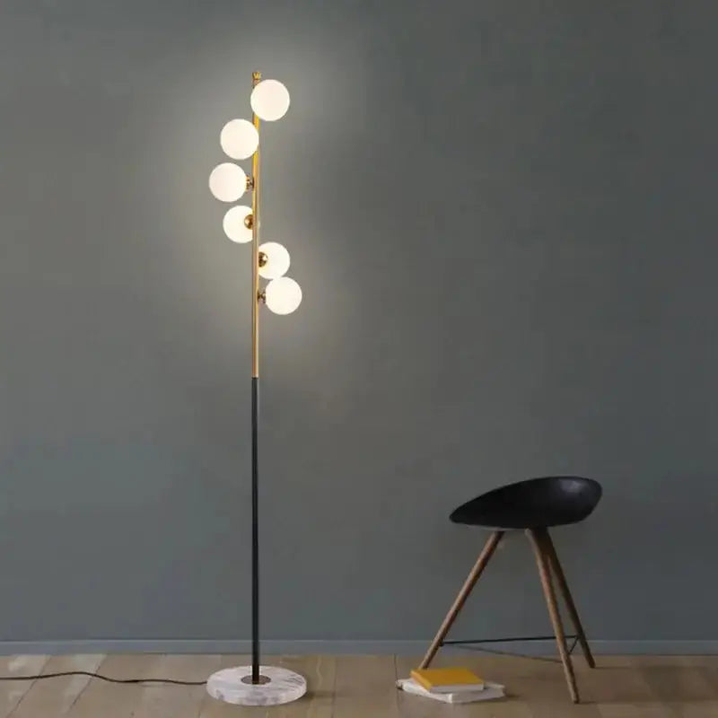 Postmodern Gold and Black Glass Floor Lamp