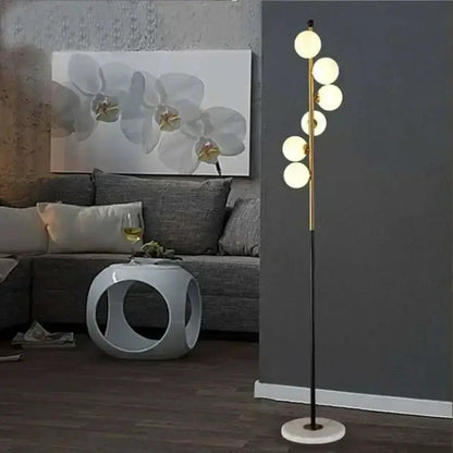 Postmodern Gold and Black Glass Floor Lamp