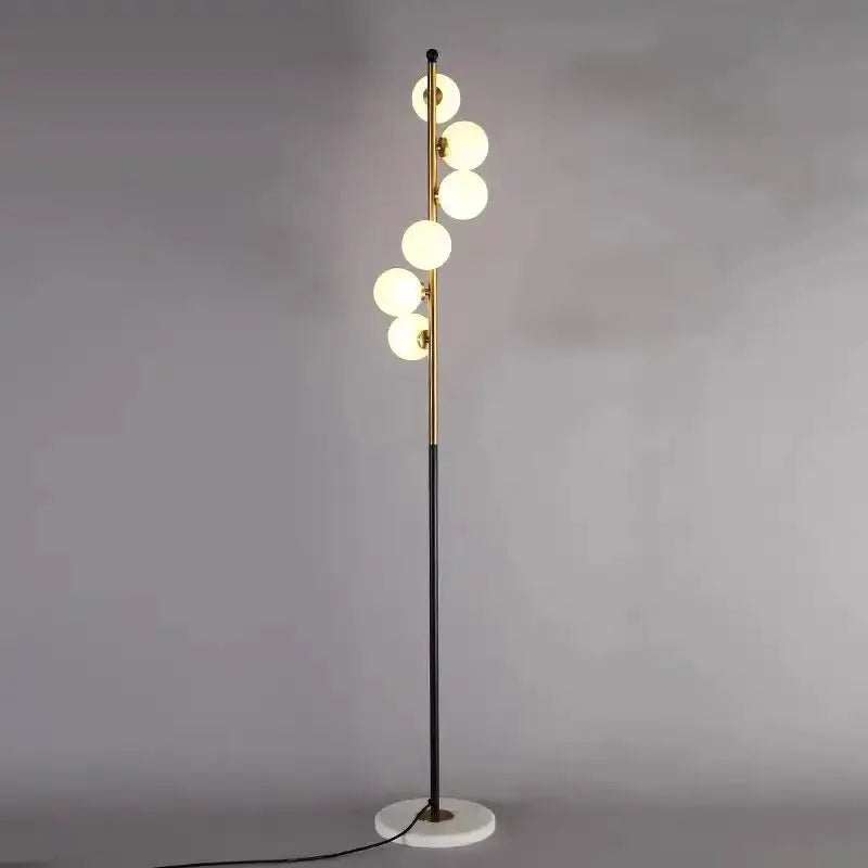 Postmodern Gold and Black Glass Floor Lamp