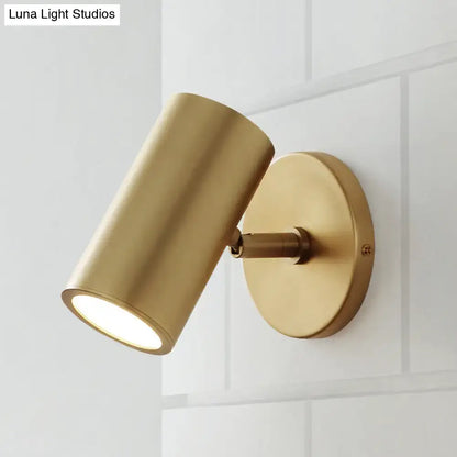 Tube Brass Spotlight Wall Light - Postmodern Metal Reading Lamp for Bedroom