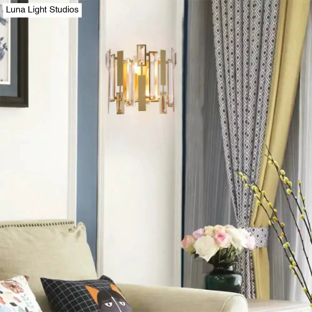 Postmodern gold crystal block wall light fixture by Decorbites for living room on Tampa Home & Garden Store
