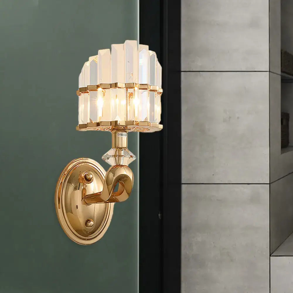 Gold Crystal Half-Shade Sconce by Decorbites, crystal shade, gold finish, wall-mounted on Tampa Home & Garden Store