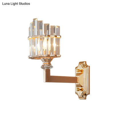Gold Crystal Rod Wall Sconce with brass finish and stacked crystal prisms Decorbites on Tampa Home & Garden Store