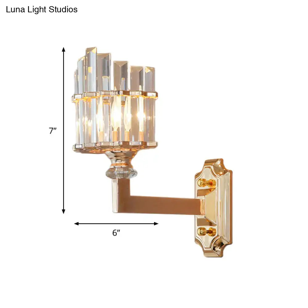 Gold Crystal Rod Wall Sconce by Decorbites with crystal prisms, gold finish, 7 in tall on Tampa Home & Garden Store