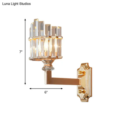 Gold Crystal Rod Wall Sconce by Decorbites with crystal prisms, gold finish, 7 in tall on Tampa Home & Garden Store