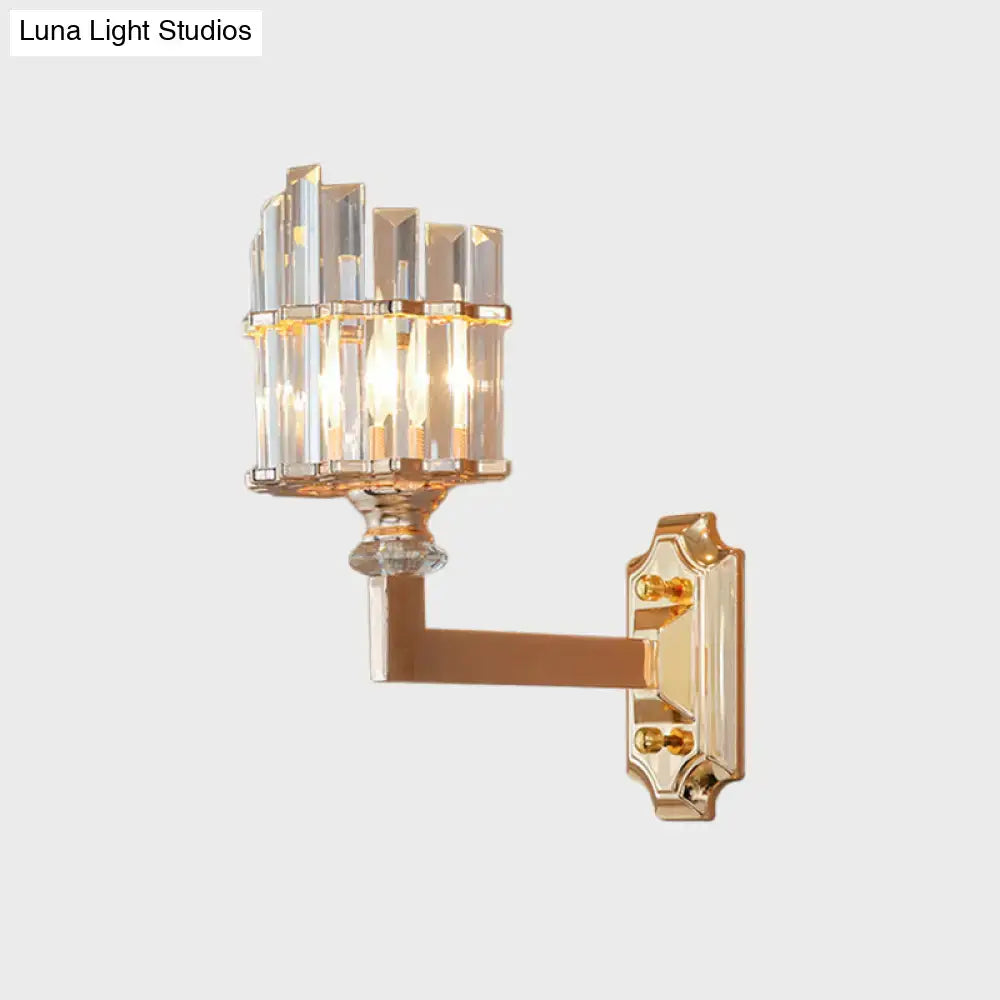 Gold Crystal Rod Wall Sconce by Decorbites; gold finish with crystal prisms on wall mount on Tampa Home & Garden Store