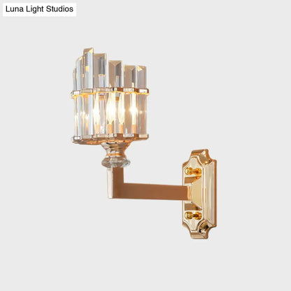 Gold Crystal Rod Wall Sconce by Decorbites; gold finish with crystal prisms on wall mount on Tampa Home & Garden Store