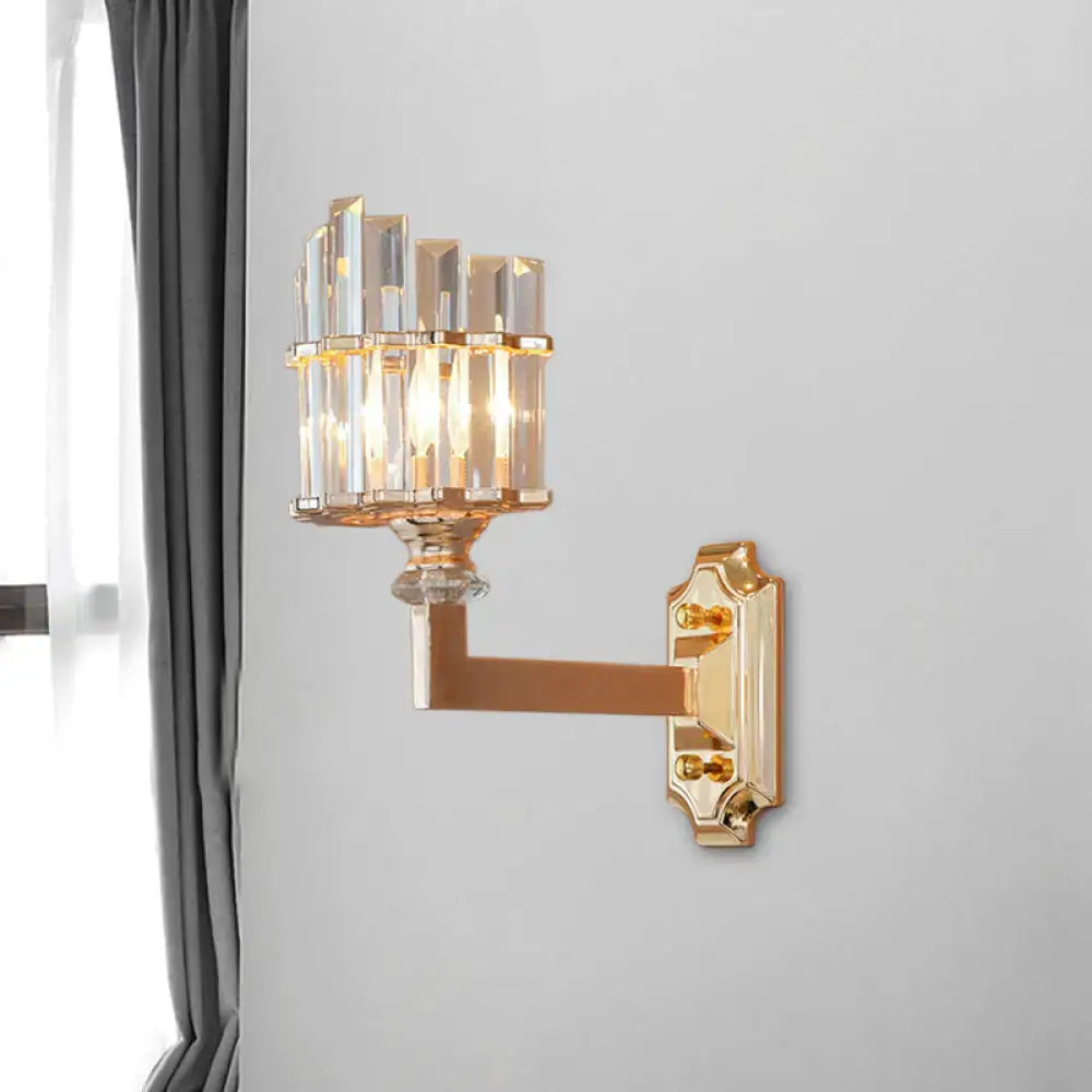Gold Crystal Rod Wall Sconce Decorbites with crystal prisms and gold mount on Tampa Home & Garden Store