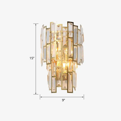 Gold crystal curved sconce by Decorbites; wall-mounted gold frame with crystal prisms on Tampa Home & Garden Store