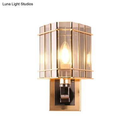 Gold Crystal Triangle Sconce by Decorbites, brass frame with glass panels wall light on Tampa Home & Garden Store