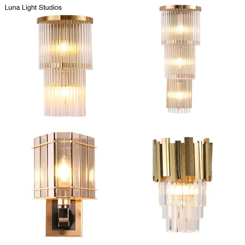Gold Crystal Triangle Sconce 4-wall lights with crystal prisms on Tampa Home & Garden Store