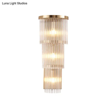 Decorbites Gold Crystal Triangle Sconce wall light with tiered crystal rods in gold finish on Tampa Home & Garden Store